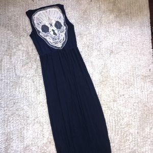 Lace Sugar Skull Back Maxi Dress